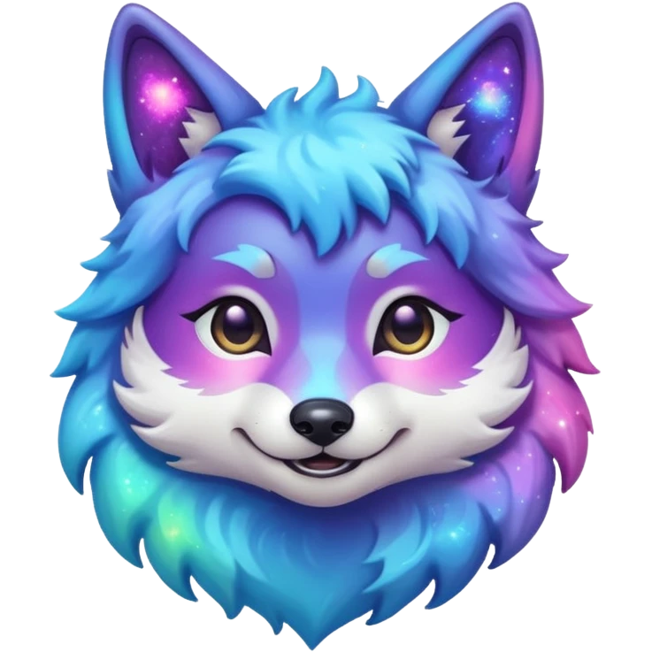 kawaii cute colorful shiny pastel nebula wolf emoji