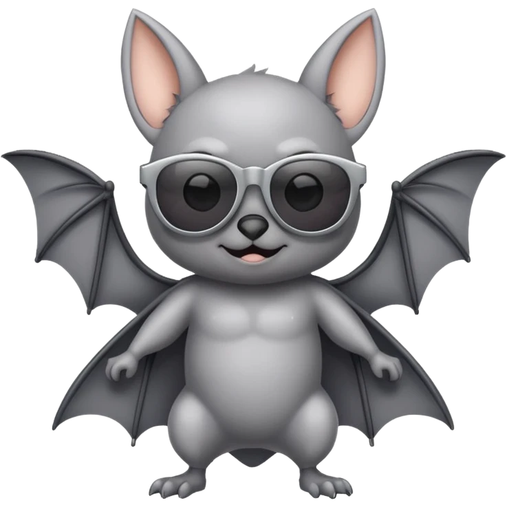cute gray pastel bat with sunglasses, full body emoji