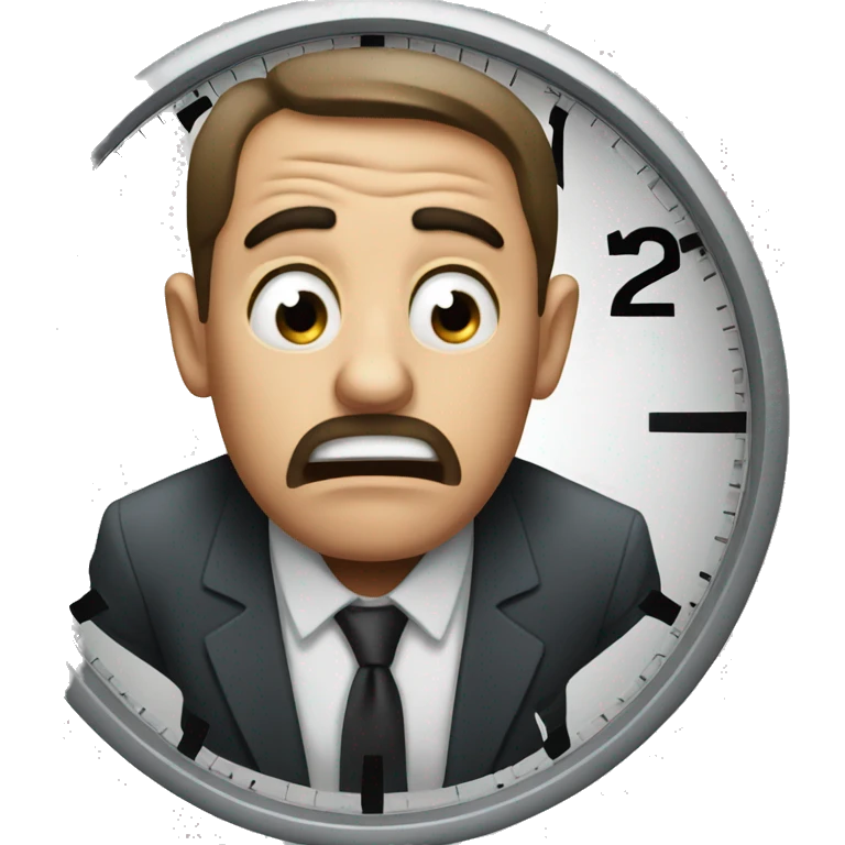 Man afraid of clock emoji
