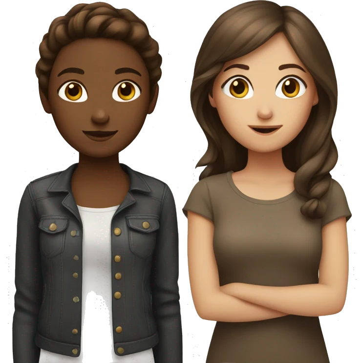 2 girls, one is black with brown hair, and the other is white with brown hair emoji