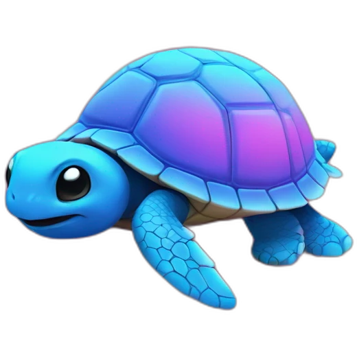 chat bleu sur tortue rose fluo emoji