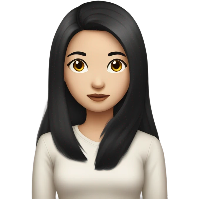 asian girl with long black hair and lashes side eyeing emoji