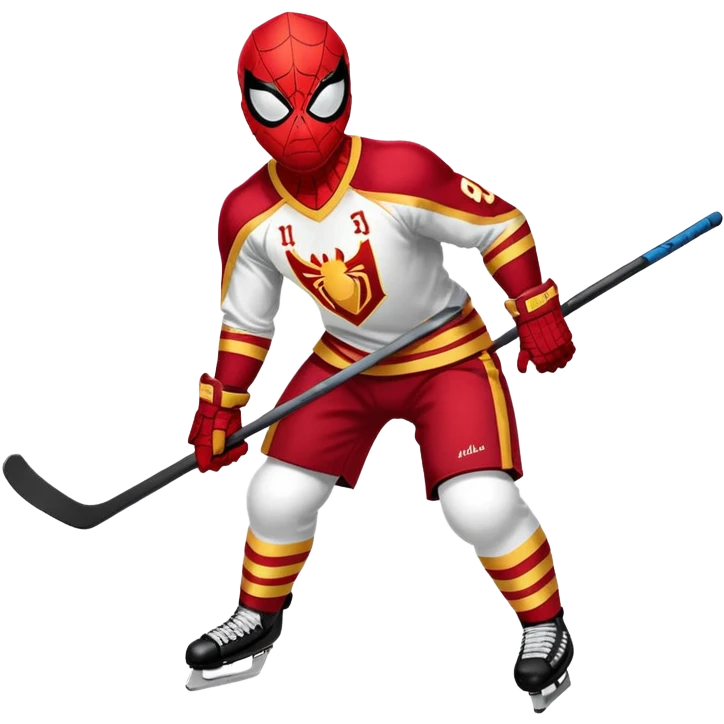 Spider-Man with the University of Denver hockey jersey emoji