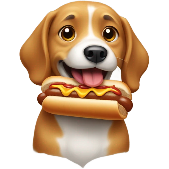 dog eating hotdog emoji