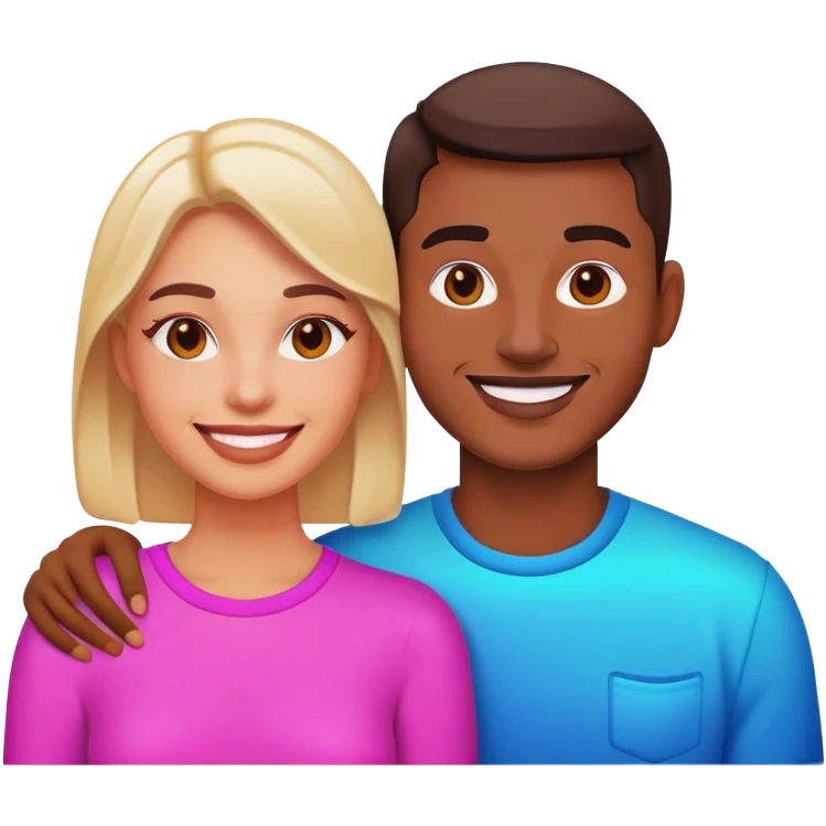 smiling couple in neon lights emoji