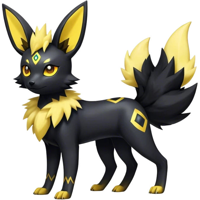 Shiny Cool Umbreon-Jolteon-Fakemon-hybrid-fusion- full body emoji