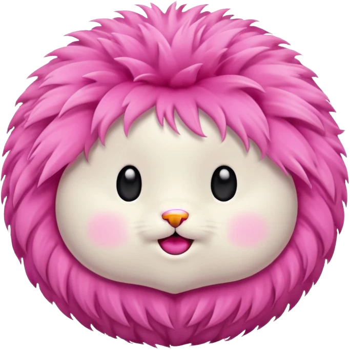 super realistic pink fur pom pom emoji