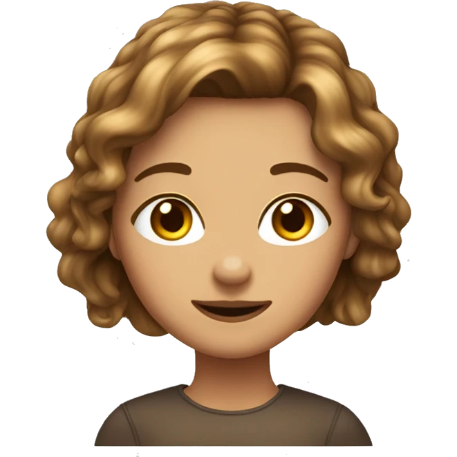 Ein Mädchen mit glatten braunen Haaren und hazel Augenfarbe  emoji