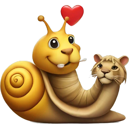 Snail and lion in love emoji