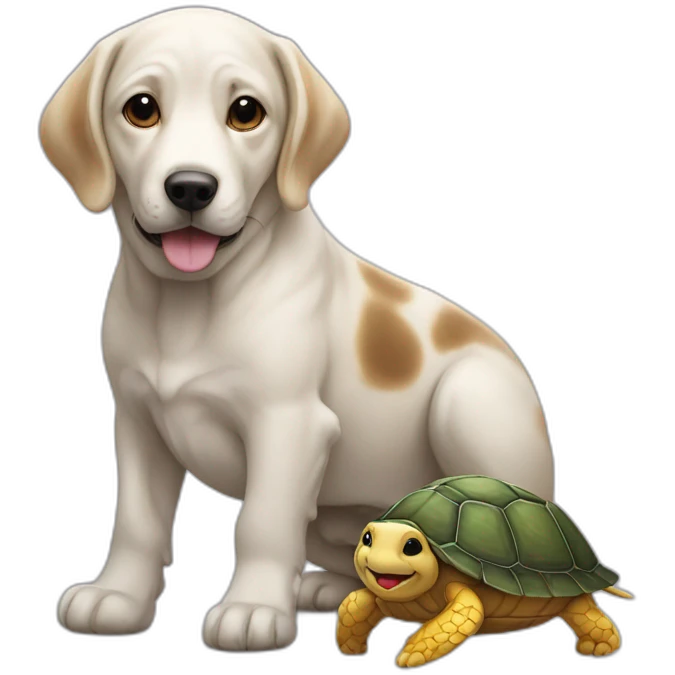 un chien avec une tortue emoji