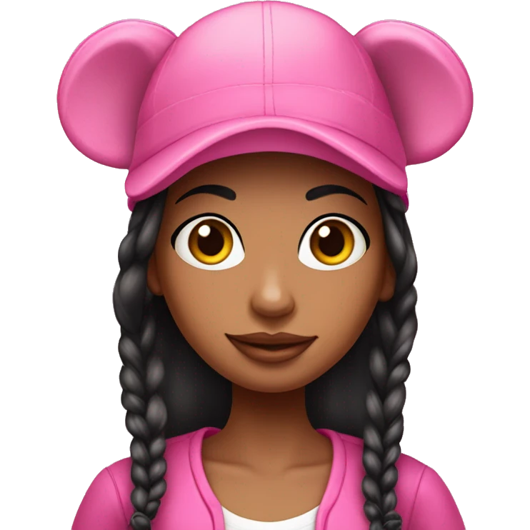 realistic fashion girl in minnie pink hat  emoji