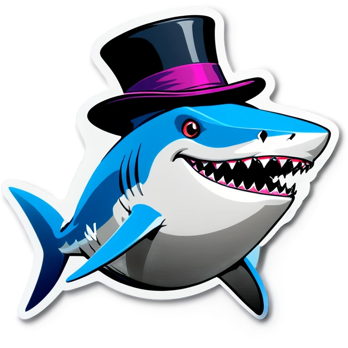Shark with a top hat emoji