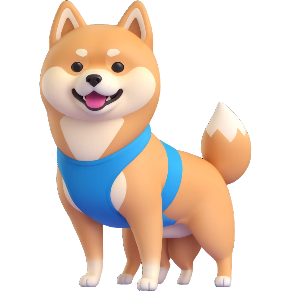 shiba inu standing happy, fitness emoji