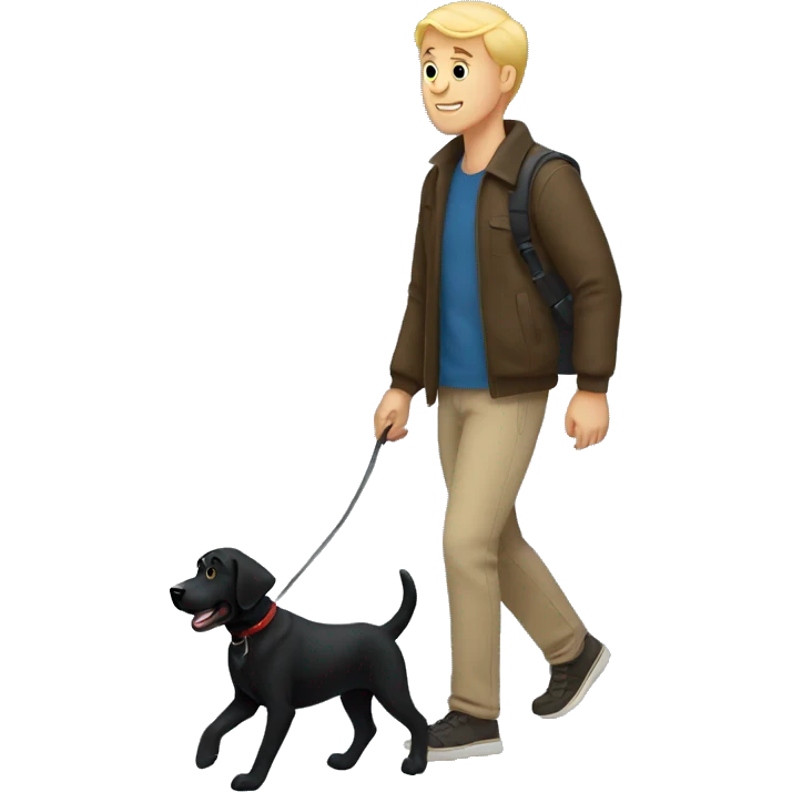 Blonde man walking black Labrador emoji
