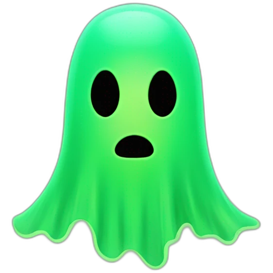 neon green ghost with no face emoji