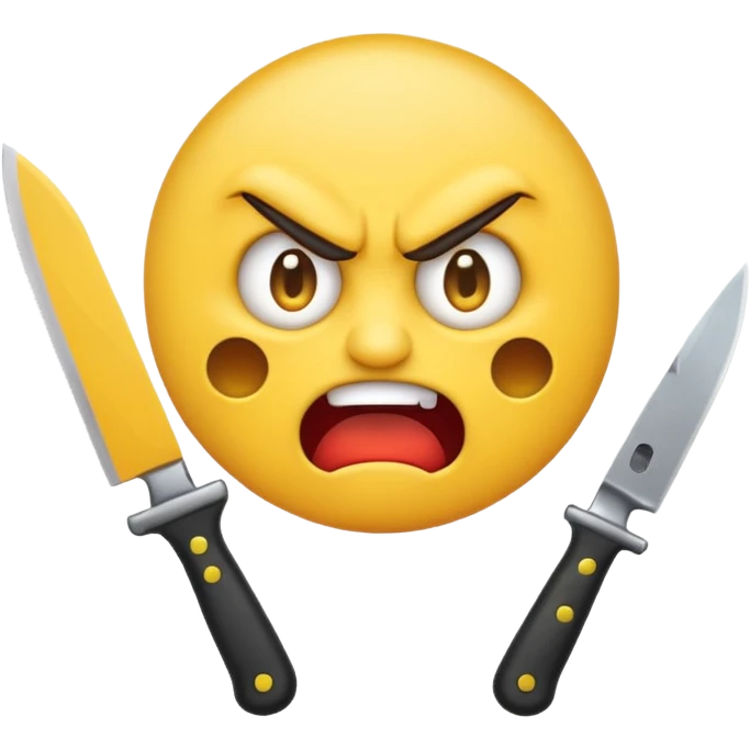 Angry emoji with knife emoji