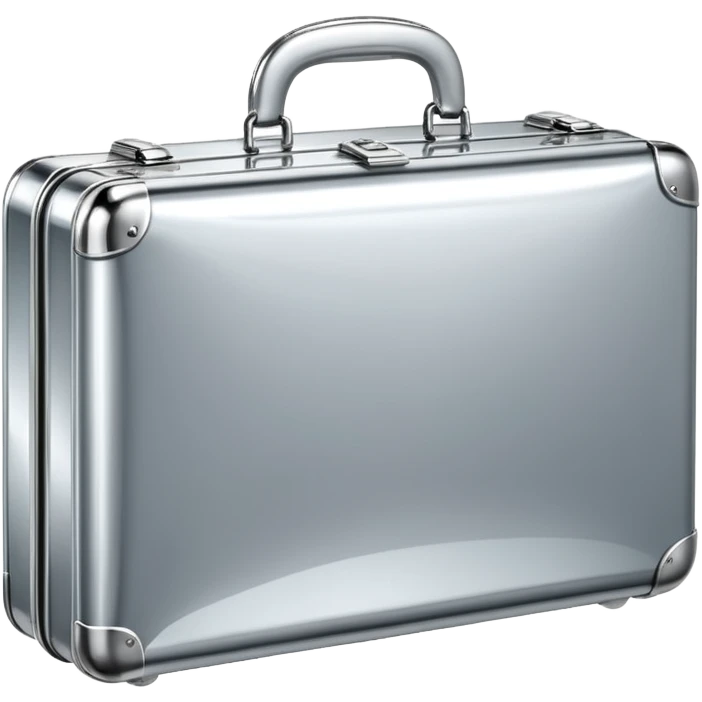 A luxury briefcase emoji made of polished silver chrome, smooth rectangular shape, metallic reflections, minimal high-end design, swag business aesthetic, iOS emoji style, centered, clean white background
 emoji