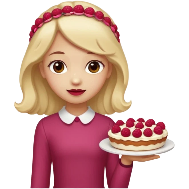 Raspberry torte human girl full body and legs with a raspberry barrette on her hair without a cake emoji