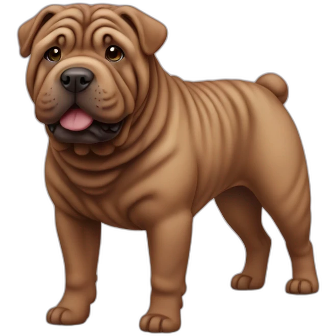 Chocolate shar-pei dog, full body emoji