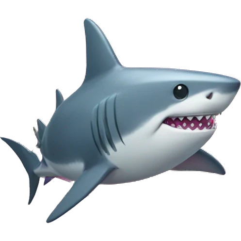 Shark hugging a pink heart emoji