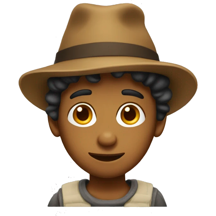 brown boy with silly hat emoji