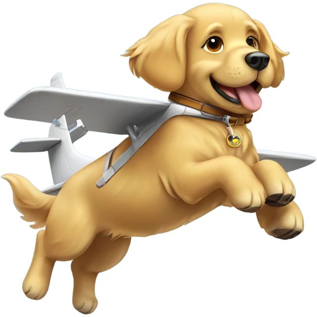 Golden retriever flying a plane  emoji