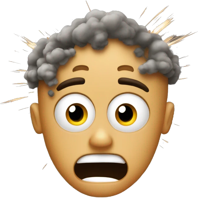 eyebrow raised emoji with the explosion emoji behind it  emoji