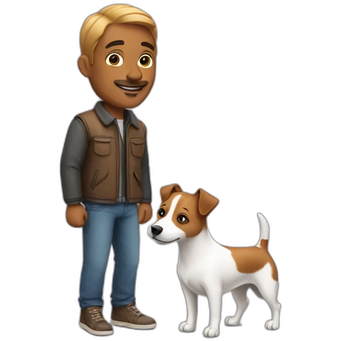 Man with jack russell terrier dog emoji