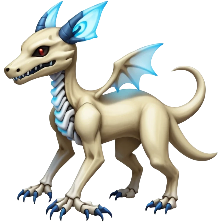 Skeletal Evil Shiny Glowing Cubone-Marowak-Zoroark-Anubis-Wendigo-Fakémon-hybrid-creature (full body), 4 legs emoji