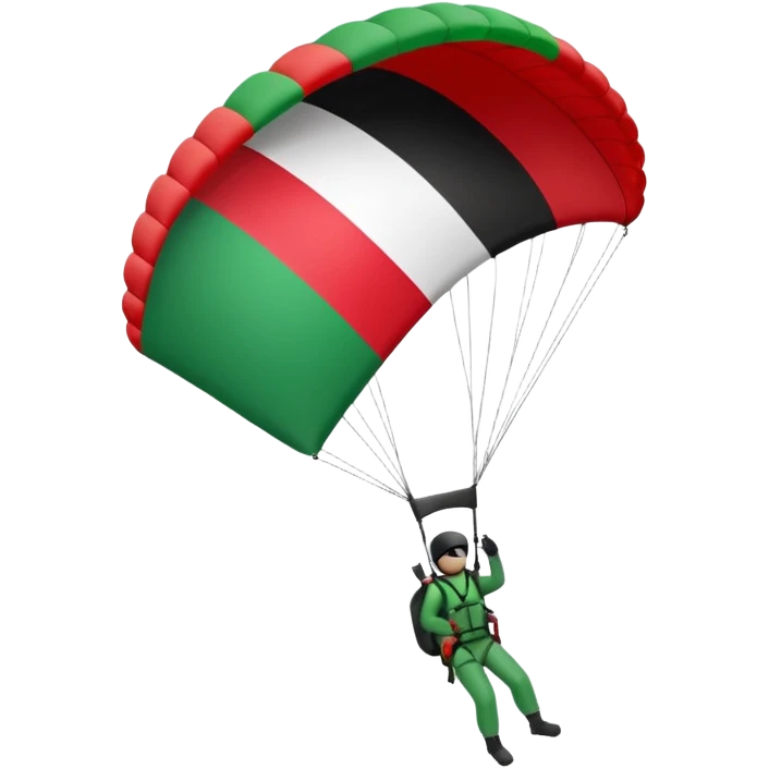 a palestinian flag with a paraglider, respect scrupulously the correct shapes and colours of the flag emoji