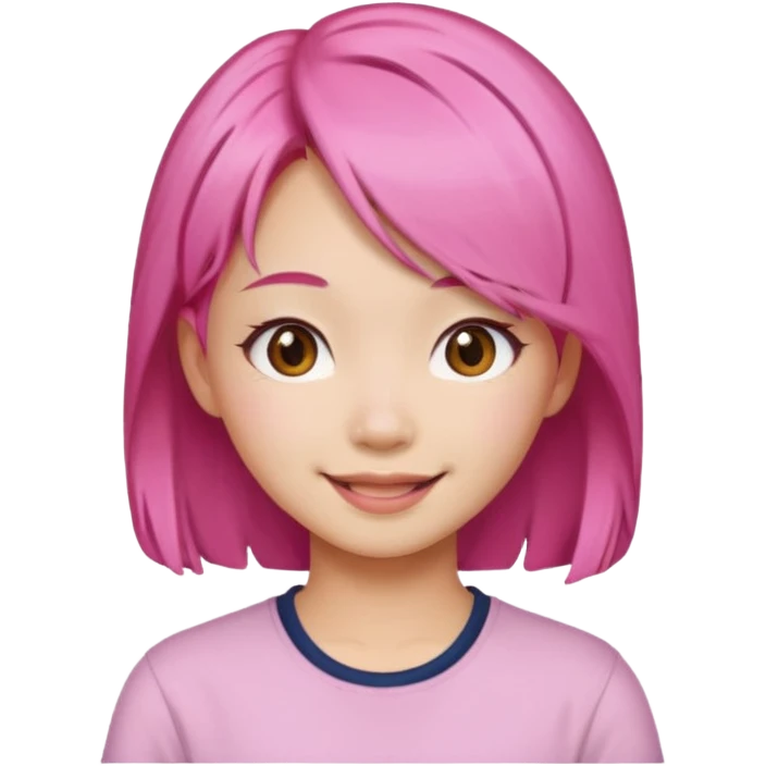 asian emoji girl  face with pink hair  emoji