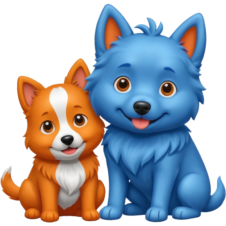 Blue dog with a orange dog emoji