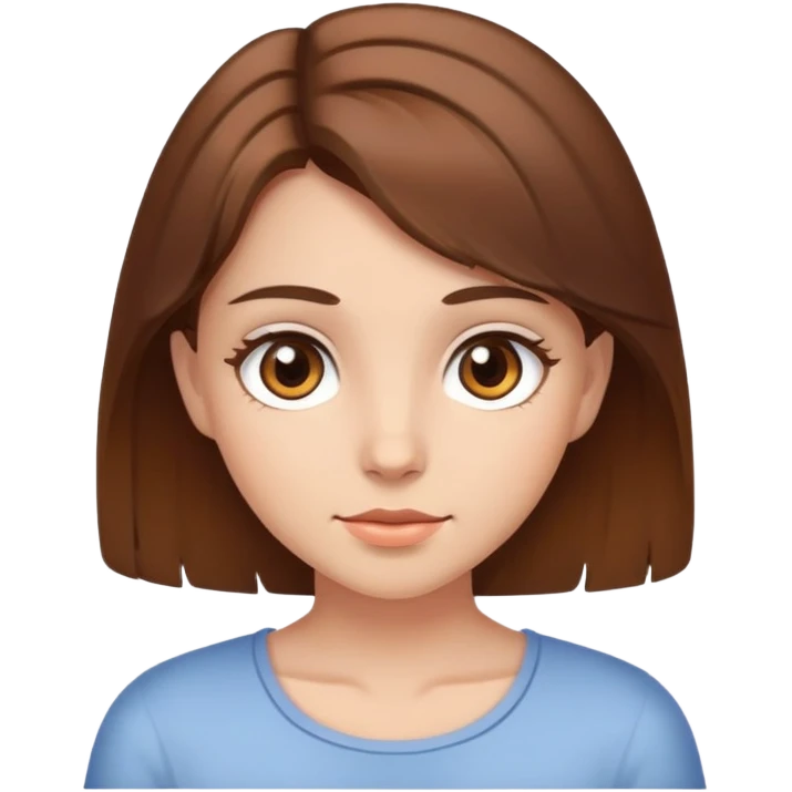 Brown haired girl brown eyes 🥹 emoji