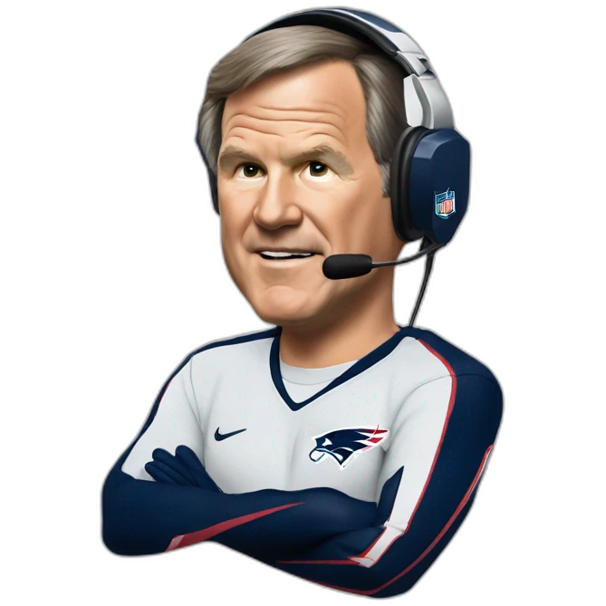 bill belichick, new england patriots, with headset andmicrophone emoji