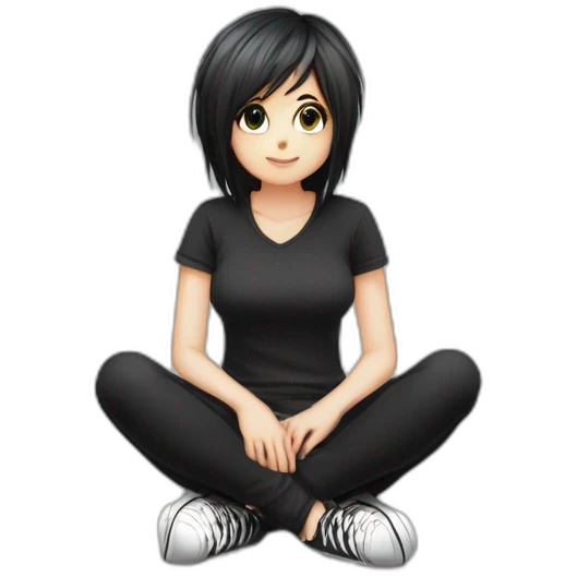 Full body curvy emo girl sits on the floor черная юбка белые трусики emoji