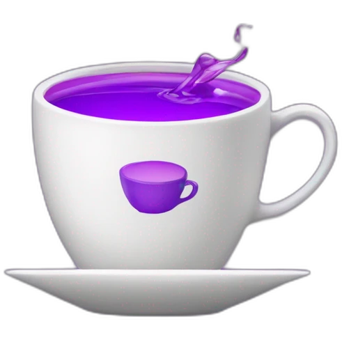 tea cup with purple liquid inside de cup and Accenture logo emoji