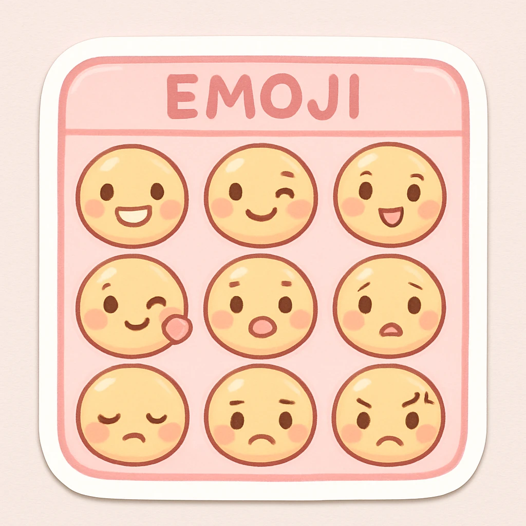emoji chart in pink, playful style emoji