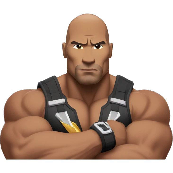 the rock double biceps holding lightning bolts emoji