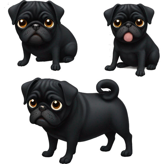 Black pugs  emoji