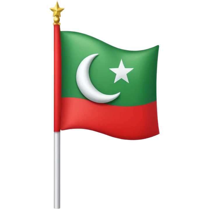 Small pti party red and green color flag with moon and star make one for chat emoji