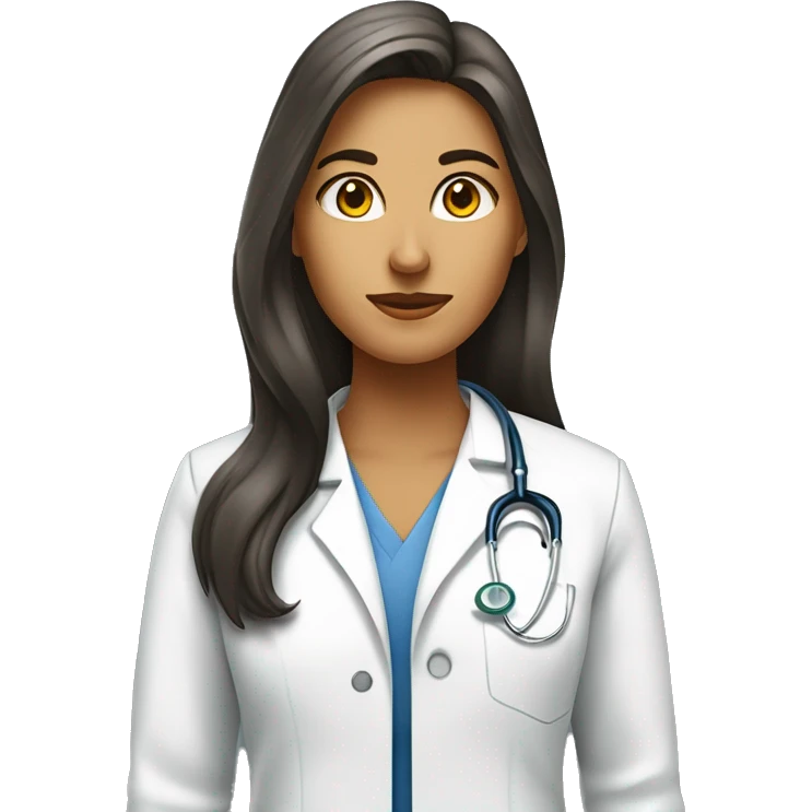 Médecin, femme, cheveux bruns longs et raides, endocrinologue, Diabétologue  emoji