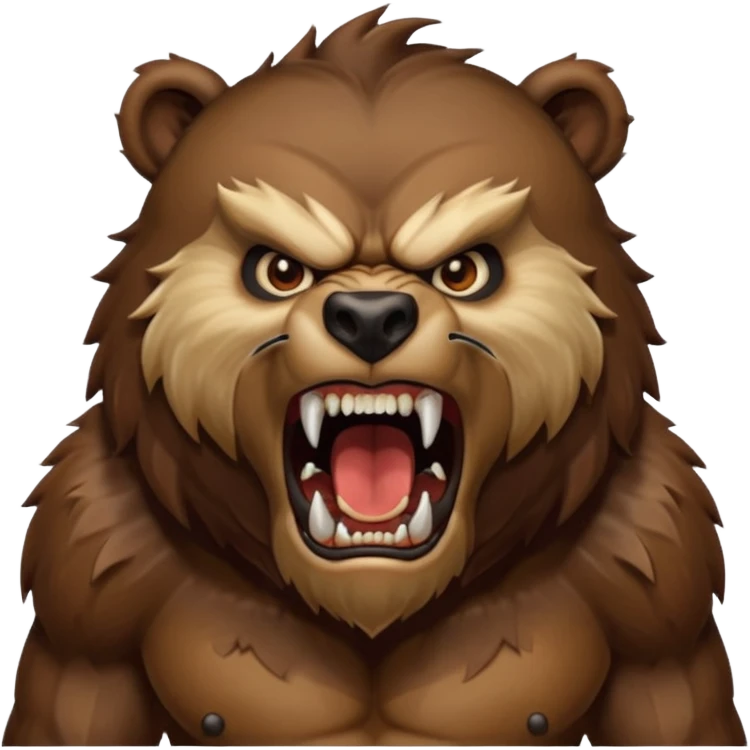 angry werebear with roaring with claws ou emoji
