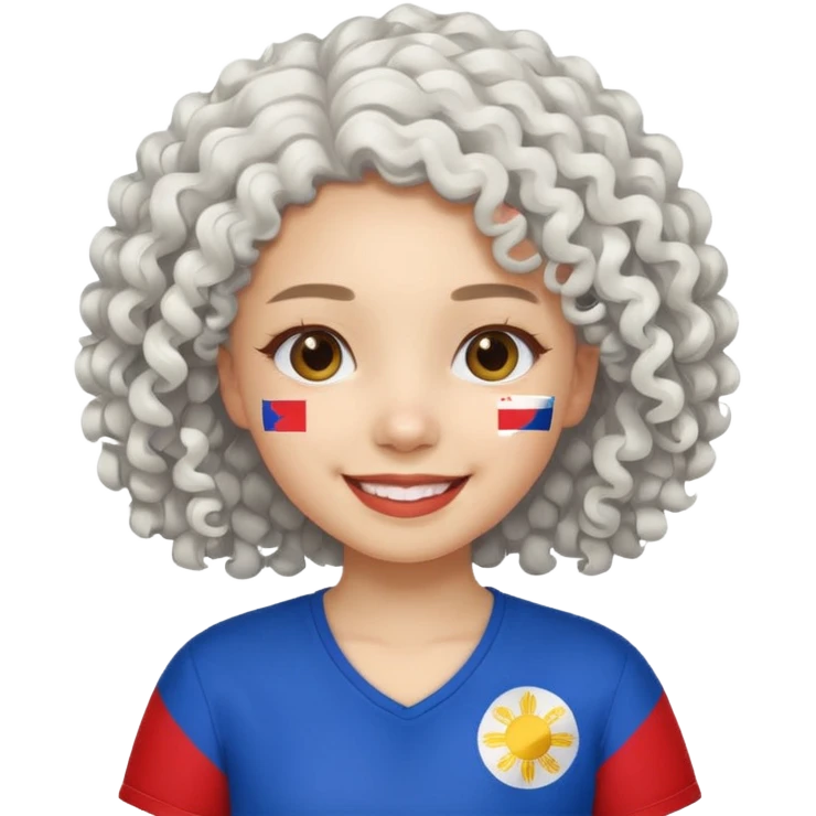 white curly hair girl pinoy flag emoji