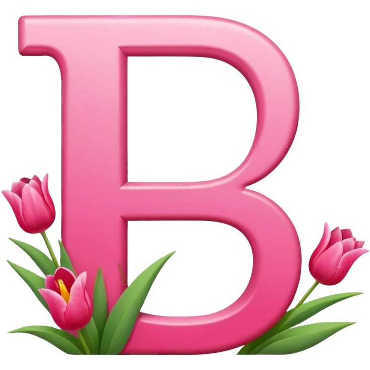 Create a Russian letter P in pink and red with little tulips on it. emoji