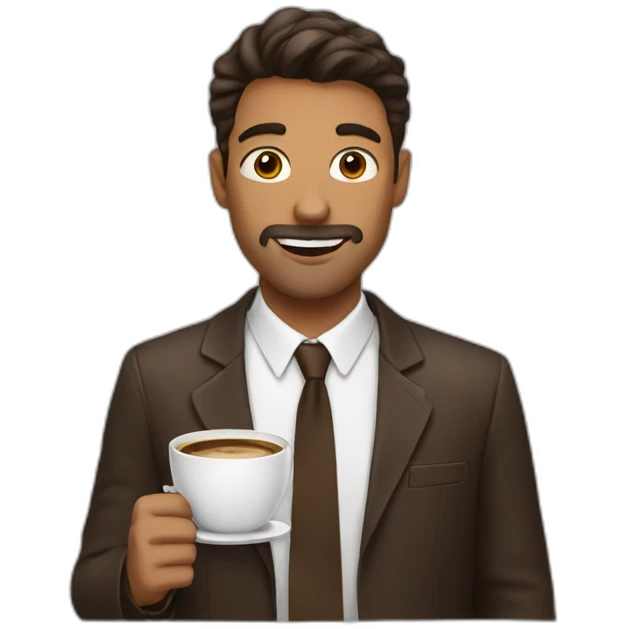 Guy with coffee emoji