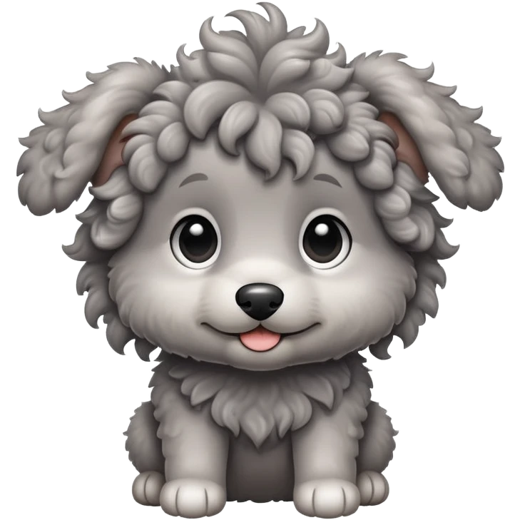 Gray curly puppy emoji