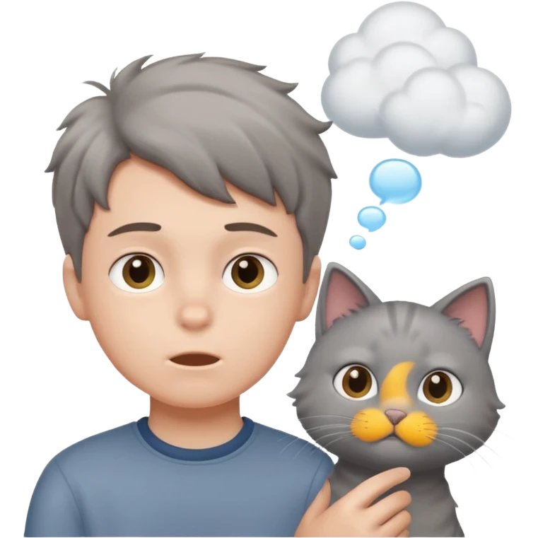 a boy blow hair for a cat emoji