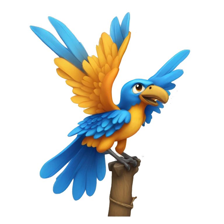 Fênix azul segurando  uma caneta emoji