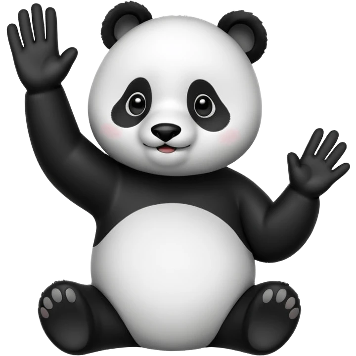 A cute panda emoji giving a high five emoji