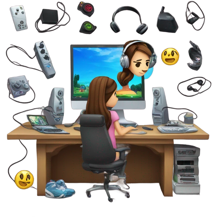 girl with brown straight hair gamer emoji